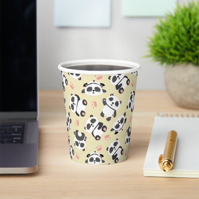 Gobelets En Papier Fond de crème de patte d'ours panda mignon (Insitu)