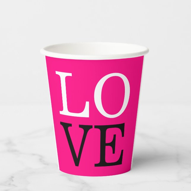 Gobelets En Papier Fond de rose amour mariage (Recto)