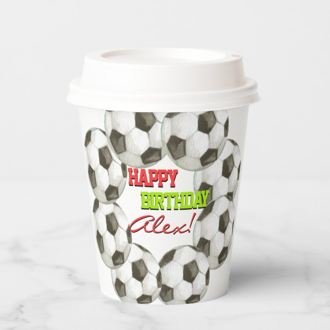 Gobelets En Papier Football Joueur Soccer Garçon Fille Anniversaire (Recto)