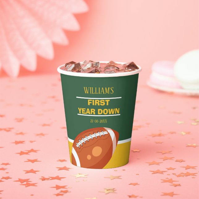 Gobelets En Papier Football Rétro Première année en bas Merci (Insitu)