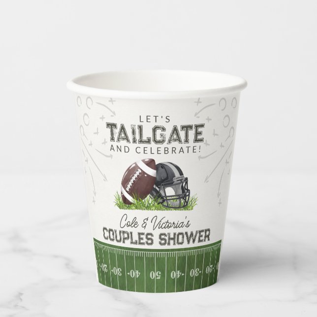 Gobelets En Papier Football Tailgate & Celebrate Couples Douche (Recto)