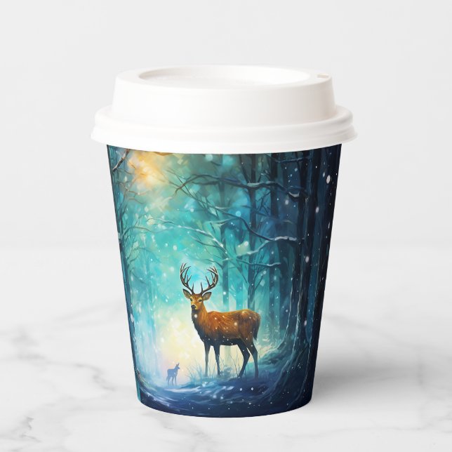 Gobelets En Papier Forêt enneigée magique Art-82109 (Recto)