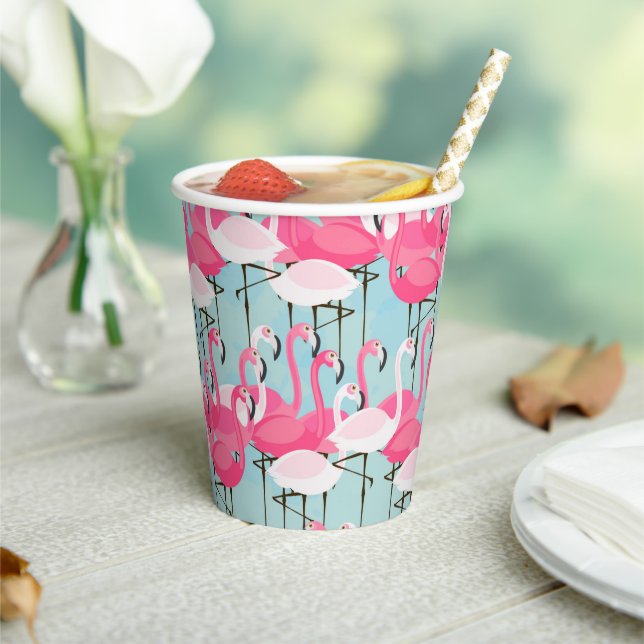 Gobelets En Papier Foule De Flamants roses Rose Et Blanc (Insitu)