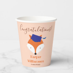 Gobelets En Papier Fox Orange Blue Kid Graduation