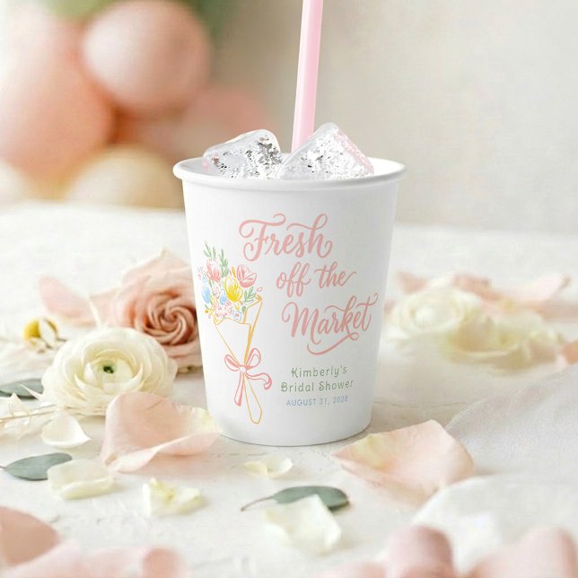 Gobelets En Papier Fraîchement cueillie sur le marché Fête de mariage (Fresh Off The Market Pastel Floral Paper Cups)