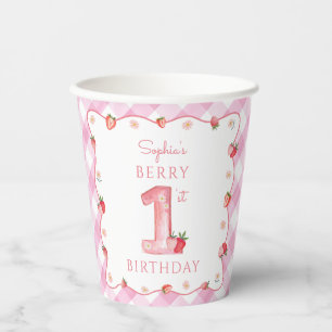 Gobelets En Papier Fraise 1er Anniversaire Fête Berry First Sweet