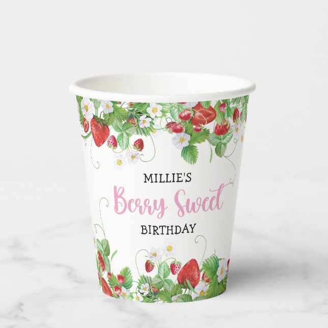 Gobelets En Papier Fraise Berry Sweet Anniversaire (Recto)