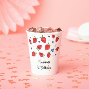 Gobelets En Papier Fraise bleuet Berry Sweet Anniversaire