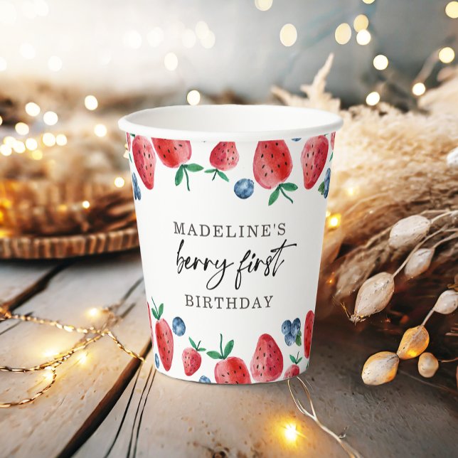 Gobelets En Papier Fraise bleuet Berry Sweet Girl Anniversaire (Créateur téléchargé)