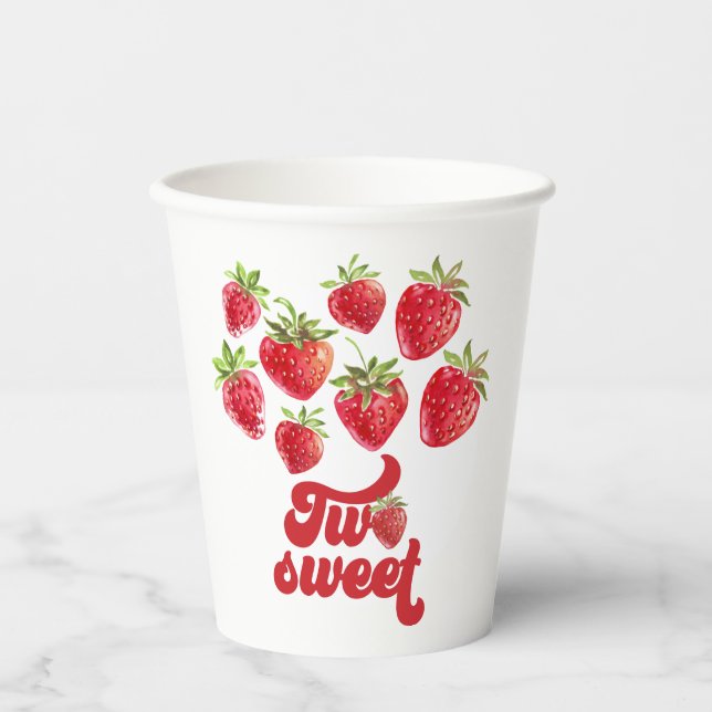 Gobelets En Papier Fraise deux doux 2ème anniversaire (Recto)