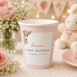 Gobelets En Papier Fraisier Aquarelle Baby Shower Fantaisiste