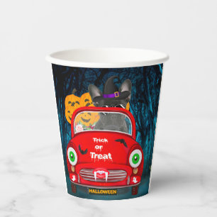 Gobelets En Papier Français Bulldog Driving Car Effrayant Halloween