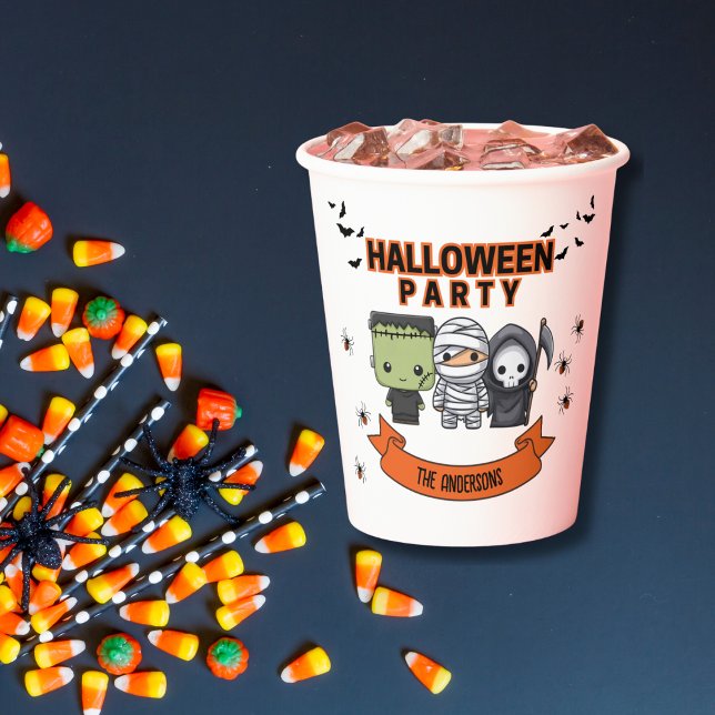 Gobelets En Papier Frankenstein Momie Faucheuse Halloween Épouvantabl (Créateur téléchargé)