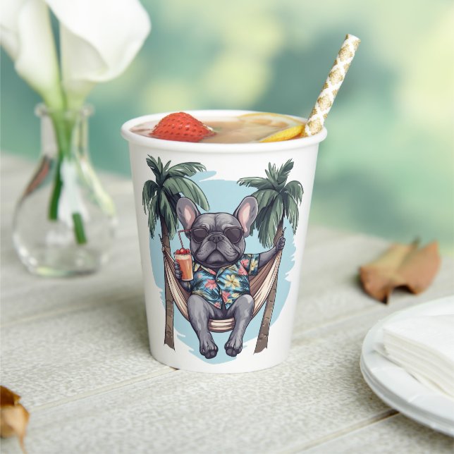 Gobelets En Papier French Bulldog In Hawaiian Top (Insitu)
