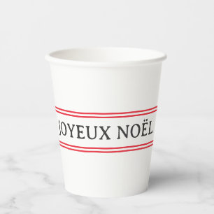 Gobelets En Papier French Joyeux Noël Red Stripe Noël