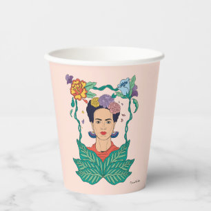 Gobelets En Papier Frida Kahlo Graphisme du cadre floral