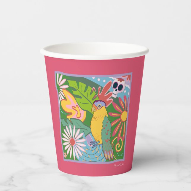 Gobelets En Papier Frida Kahlo Parrot Graphic (Recto)