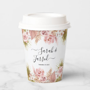 Gobelets En Papier Frontière florale de Boho