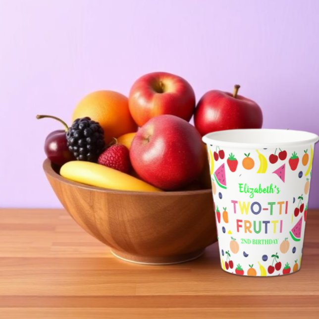 Gobelets En Papier Fruit Deux-tti Frutti 2e anniversaire (Créateur téléchargé)