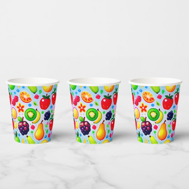 Gobelets En Papier Fruits Tropicaux Vibrants (Multi)
