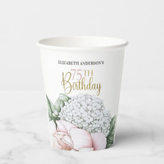 Gobelets En Papier Fuchsia Pivoine Florale 75e Anniversaire