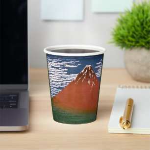 Gobelets En Papier Fuji rouge, Aka Fujiyama Volcan Katsushika Hokusai