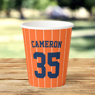 Gobelets En Papier Fully Editable Colors Baseball Jersey Stripes Name