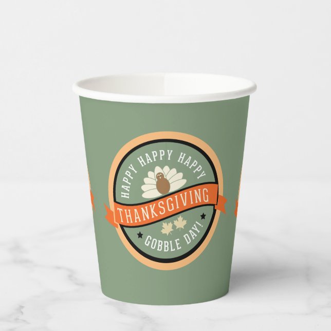 Gobelets En Papier Fun Bon thanksgiving Gobble Day (Gauche)