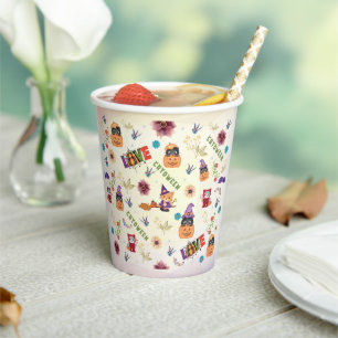 Gobelets En Papier Fun Casquette violet Catoween, Cute citrouille  Cu