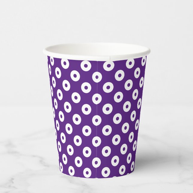 Gobelets En Papier Fun foncé violet avec pourpre et blanc Polka-Dots (Droite)