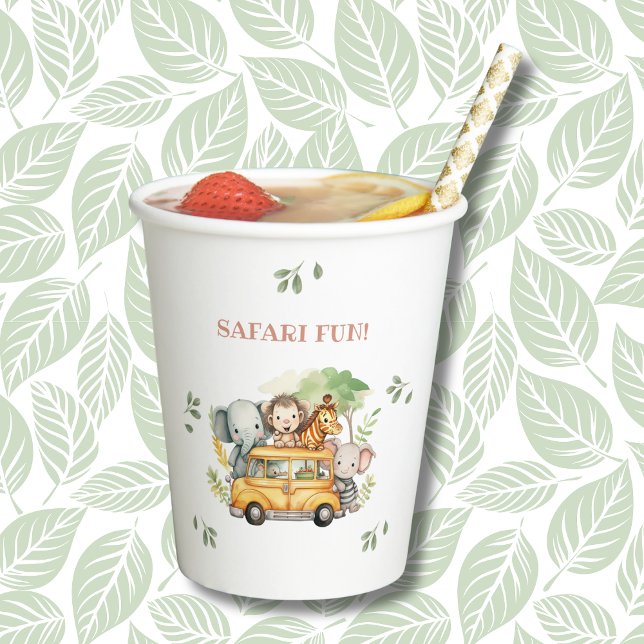 Gobelets En Papier Fun Rose Girl Jungle Animal Safari Anniversaire (Créateur téléchargé)