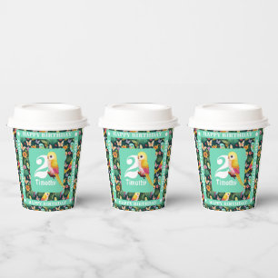 Gobelets En Papier Fun Tropical pour votre 2ème anniversaire : Coloré