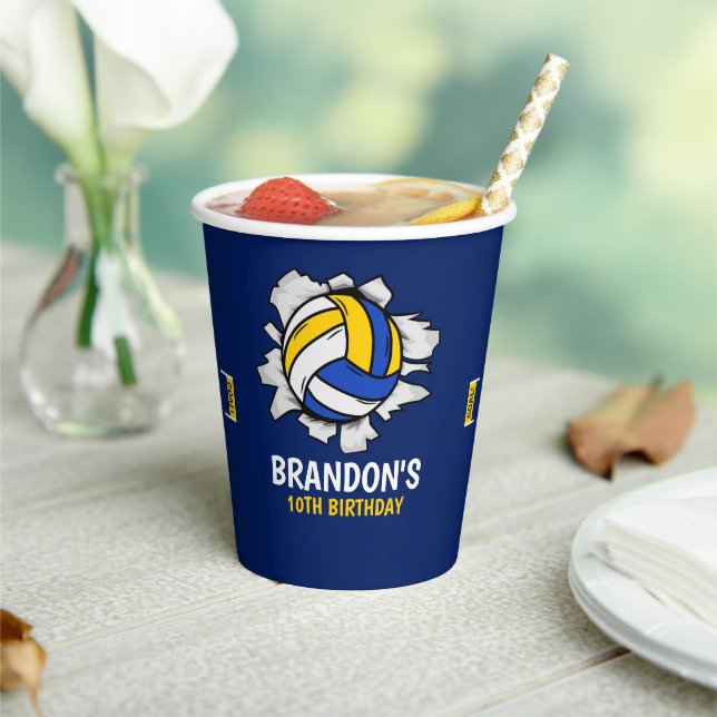 Gobelets En Papier Fun Volleyball Boy Birthday (Insitu)