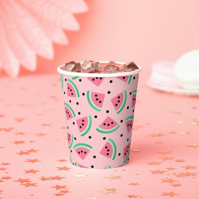 Gobelets En Papier Fun Watermelon Slice Motif Summer Vibes (Insitu)