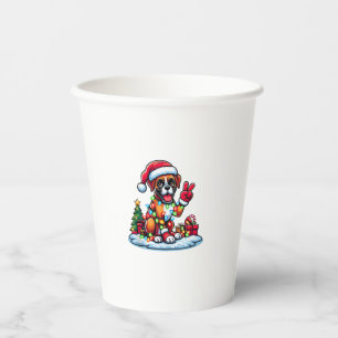 Gobelets En Papier Funky Peace Hand Boxer Chien Feux de Noël Femmes