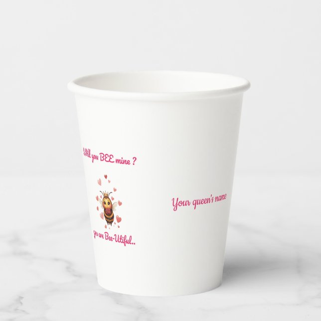 Gobelets En Papier Funny Bee Pun Valentine  (Recto)