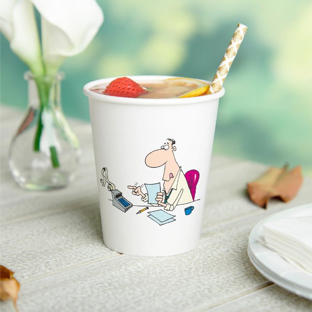 Gobelets En Papier Funny Cartoon Comptable Bureau Humour (Créateur téléchargé)