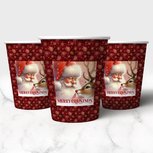 Gobelets En Papier Funny Cartoon Santa Rudolph Holiday Paper Cups (Funny Cartoon Santa Rudolph Holiday Paper Cups)