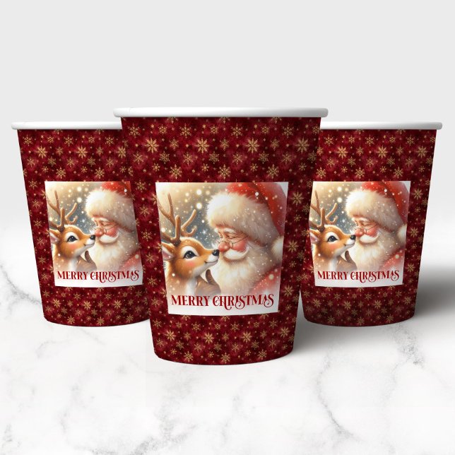 Gobelets En Papier Funny Christmas Cups with Santa Claus and Rudolph (Funny Christmas Cups with Santa Claus and Rudolph)