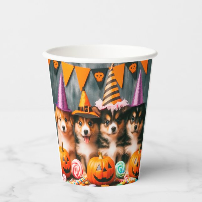 Gobelets En Papier Funny puppies halloween (Recto)