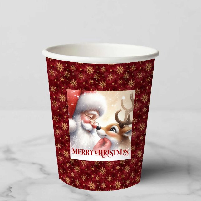 Gobelets En Papier Funny Santa Rudolph Cartoon Christmas Paper Drink  (Funny Santa Rudolph Cartoon Christmas Paper Drink Cup)