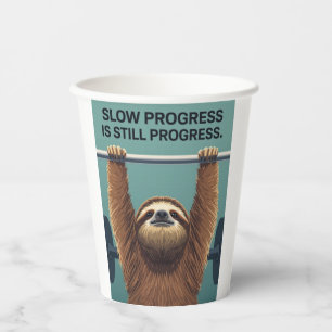 Gobelets En Papier Funny Sloth Gym Motivation Poster - Slow Progress