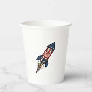 Gobelets En Papier Fusée Patriot 4 juillet Conception de feux d'artif