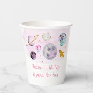 Gobelets En Papier Galaxie Rose Premier Voyage Autour Du Soleil Anniv