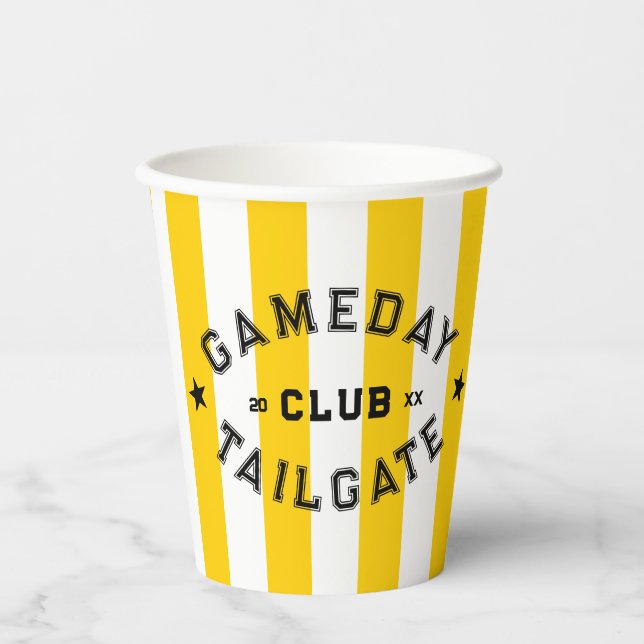 Gobelets En Papier Gameday Tailgate Club Jaune Fête Personnalisée (Recto)