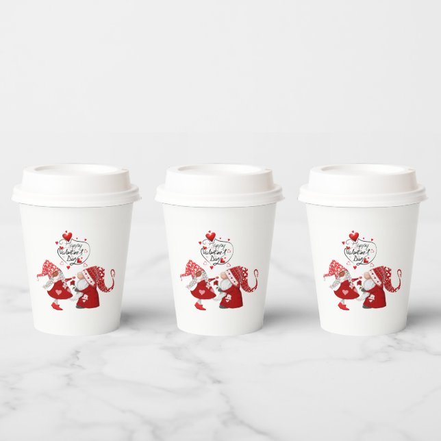 Gobelets En Papier Garçon & fille Valentines gnome Happy Valentines t (Multi)