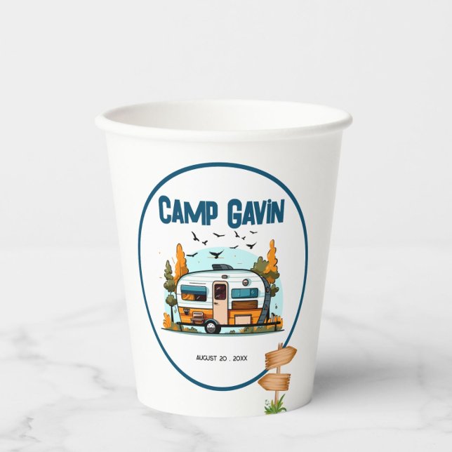 Gobelets En Papier Garçons Camper vintage camping extérieur (Créateur téléchargé)