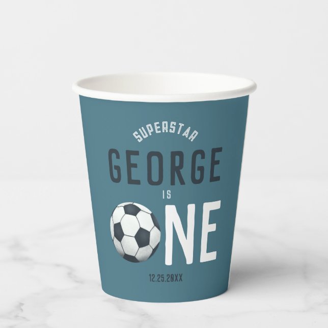 Gobelets En Papier Garçons Cute Blue Sports Enfants 1er anniversaire (Verso)