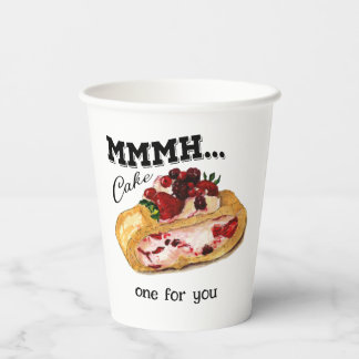 Gobelets En Papier Gâteau aquarell de Mmmh Cake avec citation vintage