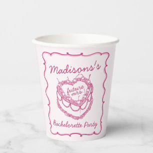 Gobelets En Papier Gâteau Coquette Rétro Rose en Forme de Cœur Cerise